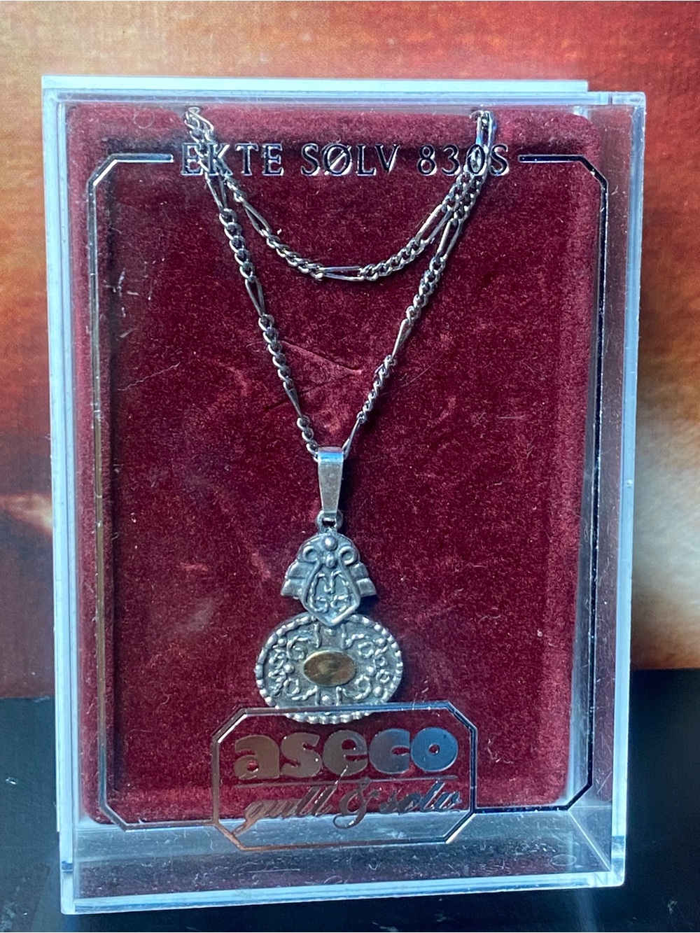 Vintage Silver 925 Pendant Necklace With Ornate Filigree Medallion Norway